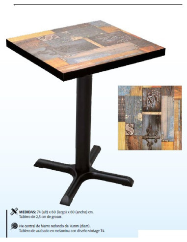 MESA BAJA PATA CENTRAL UNIVERSE TABLERO CUADRADO