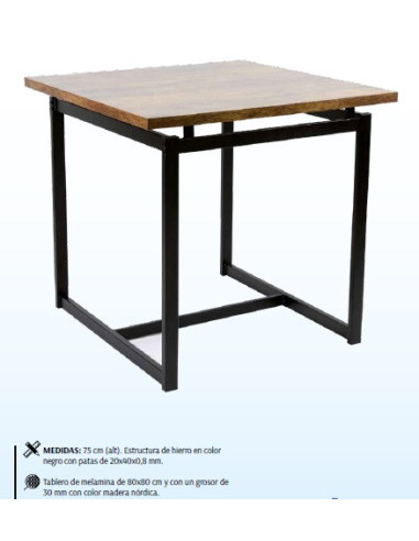 MESA BAJA RUSTIC 80X80