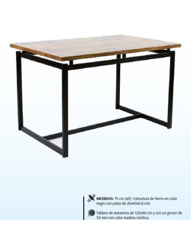 MESA BAJA RUSTIC 1.20X80