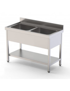 FREGADERO COCINA 2 CUBA CON BASTIDOR CON ESTANTE
