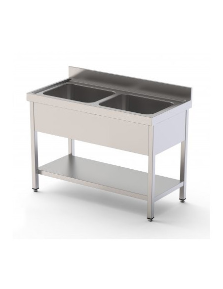 FREGADERO COCINA 2 CUBA CON BASTIDOR CON ESTANTE