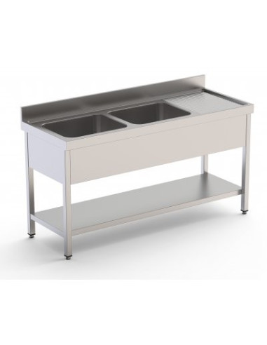 FREGADERO COCINA 2 CUBA CON BASTIDOR CON ESTANTE