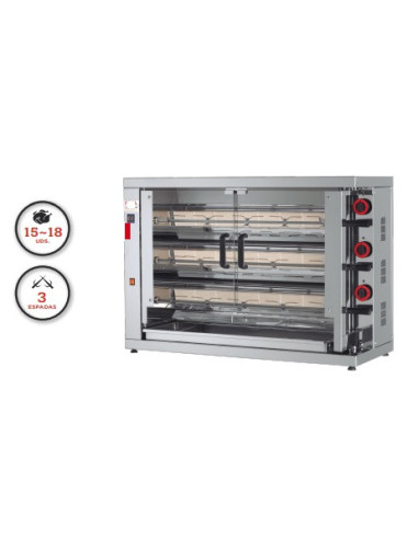 ASADOR DE POLLOS 3 ESPADAS GAS