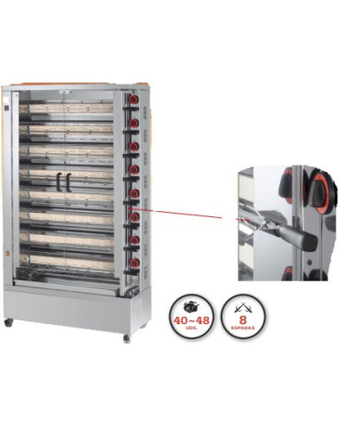 ASADOR DE POLLOS 8 ESPADAS GAS